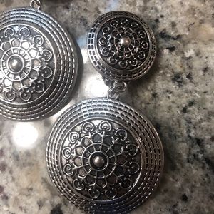 3/ $30 Silver Double Medallion Earrings